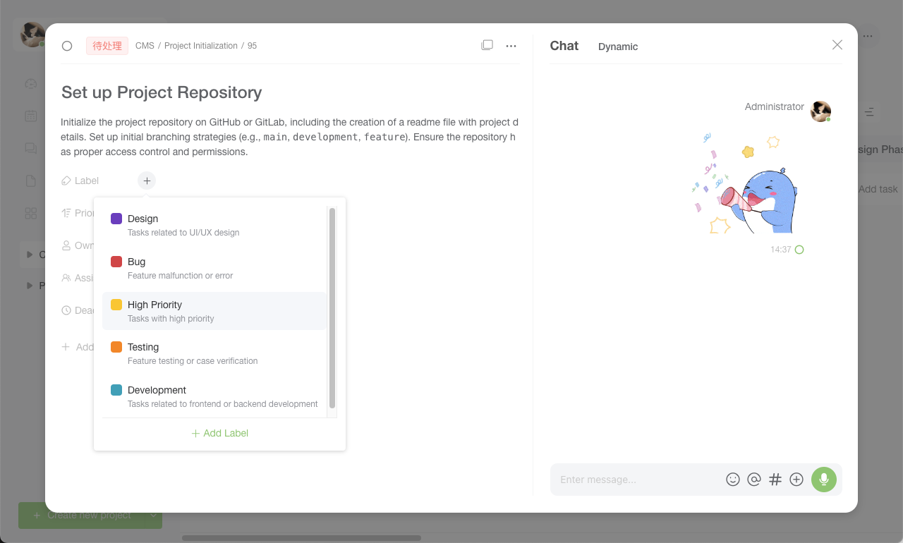 Task Priority Setting Interface